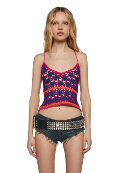 Club Exx Tops|Plus*Fiery Odyssey Crochet Shrug