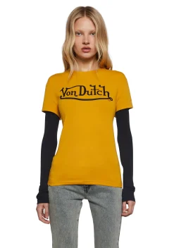 Dolls Kill x Von Dutch Tops*Fitted Twofer Long Sleeve Top