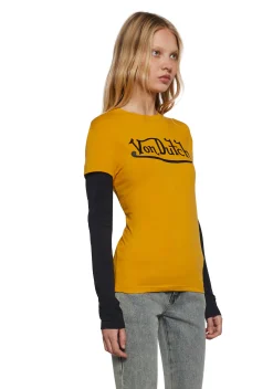 Dolls Kill x Von Dutch Tops*Fitted Twofer Long Sleeve Top