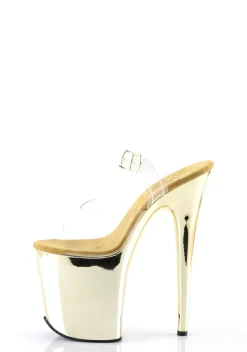 Pleaser Sandals*Flamingo-808 Platform Strap Sandals - Gold Chrome