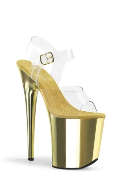 Pleaser Sandals*Flamingo-808 Platform Strap Sandals - Gold Chrome
