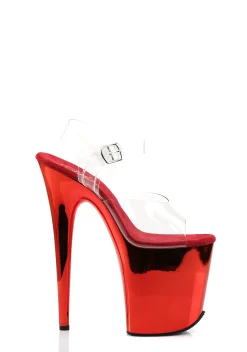 Pleaser Heels|Sandals*Flamingo-808 Platform Strap Sandals - Chrome Red