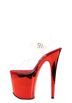 Pleaser Heels|Sandals*Flamingo-808 Platform Strap Sandals - Chrome Red