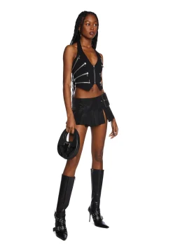 DARKER WAVS Tops*Flanger Strappy Spandex And Mesh Bodysuit - Black