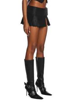 DARKER WAVS Tops*Flanger Strappy Spandex And Mesh Bodysuit - Black
