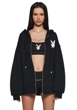 Playboy by Dolls Kill Outerwear|Sweatshirts & Hoodies*Flirt More Zip-Up Hoodie