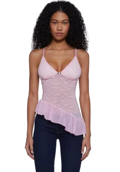 Sugar Thrillz Tops|Plus*Flirty Attitude Lace Top - Pink