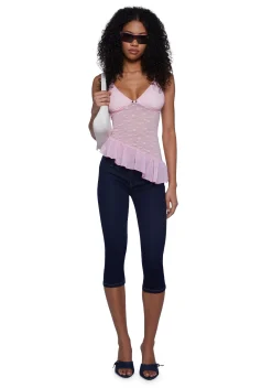 Sugar Thrillz Tops|Plus*Flirty Attitude Lace Top - Pink