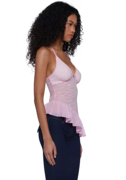Sugar Thrillz Tops|Plus*Flirty Attitude Lace Top - Pink