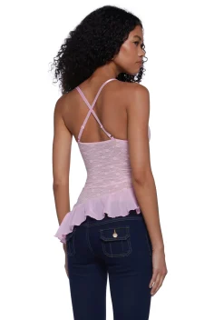 Sugar Thrillz Tops|Plus*Flirty Attitude Lace Top - Pink