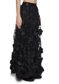 Sugar Thrillz Bottoms|Skirts*Floral Dreams Maxi Skirt - Black