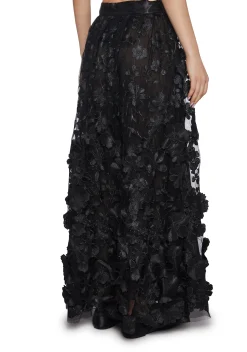 Sugar Thrillz Bottoms|Skirts*Floral Dreams Maxi Skirt - Black