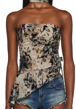 Current Mood Tops|Plus*Floral Moods Tube Top And Scarf Set