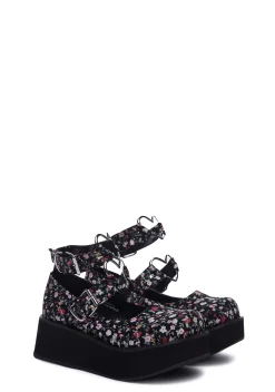 Demonia Platforms|Mary Janes*Flower Child Platform Mary Janes
