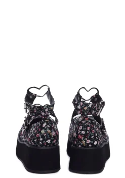 Demonia Platforms|Mary Janes*Flower Child Platform Mary Janes