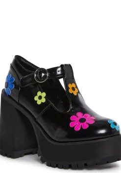 dELiA*s by Dolls Kill Platforms|Mary Janes*Flower Power Platform Mary Janes
