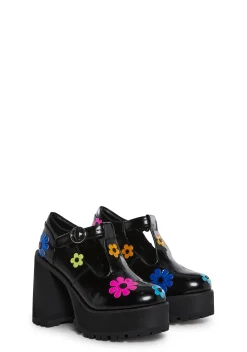 dELiA*s by Dolls Kill Platforms|Mary Janes*Flower Power Platform Mary Janes