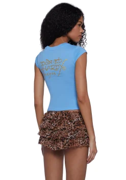 Ed Hardy Tops*Flower Skull Cap Sleeve Tee