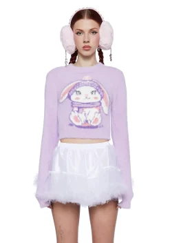 Sugar Thrillz Tops*Fluffy Footprints Knit Sweater