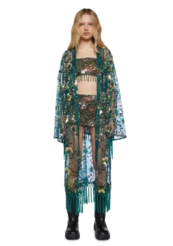 Club Exx Outerwear|Plus*Fluorescent Eden Sequin Duster