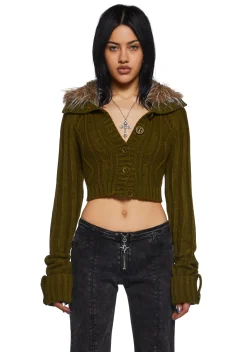 Current Mood Outerwear|Tops*Foolproof Attraction Knit Jacket - Olive