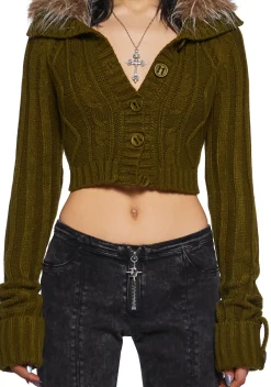 Current Mood Outerwear|Tops*Foolproof Attraction Knit Jacket - Olive
