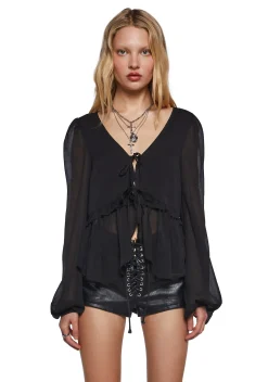 Current Mood Tops|Plus*Forever Me Peasant Top - Black
