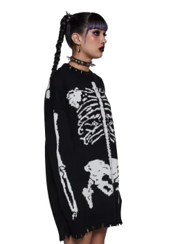 Trickz N' Treatz Tops|Plus*Fractured Fate Skeleton Sweater