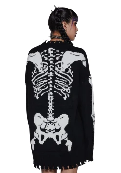 Trickz N' Treatz Tops|Plus*Fractured Fate Skeleton Sweater