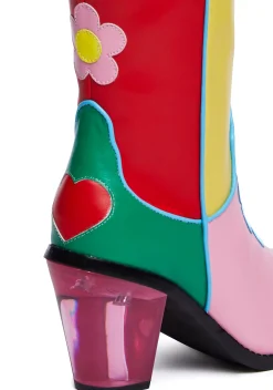 BOY dELiA*s by Dolls Kill Boots|Cowboy Boots*Free Luv Nation Colorblock Cowboy Boots