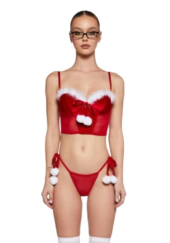 Sugar Thrillz Lingerie|Plus*Frosty Bite Lingerie Set - Red