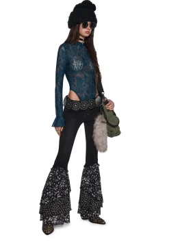 Current Mood Tops|Plus*Frozen Wanderlust Lace Bodysuit - Dark Blue