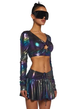 Club Exx Tops*Galaxy Gathered Long Sleeve Top