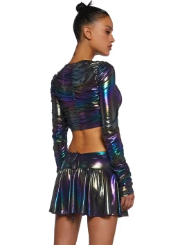 Club Exx Tops*Galaxy Gathered Long Sleeve Top