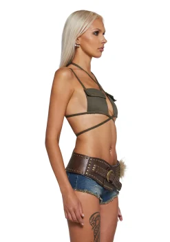 Club Exx Belts & Harnesses*Gambling Desert Studded Belt - Brown