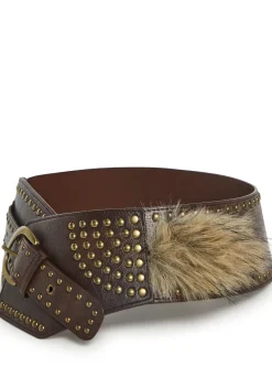 Club Exx Belts & Harnesses*Gambling Desert Studded Belt - Brown