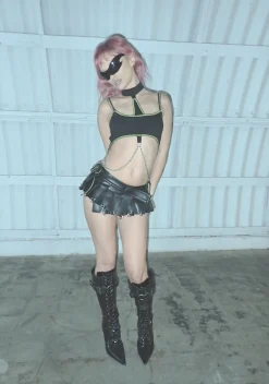Club Exx Bottoms|Skirts*Gamma Ray Spiked Pleated Skirt