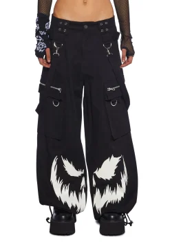 Trickz N' Treatz Bottoms|Pants*Ghoulish Glow In The Dark Wide Leg Pants