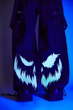 Trickz N' Treatz Bottoms|Pants*Ghoulish Glow In The Dark Wide Leg Pants