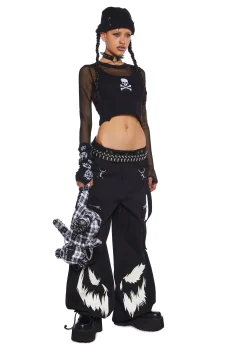Trickz N' Treatz Bottoms|Pants*Ghoulish Glow In The Dark Wide Leg Pants