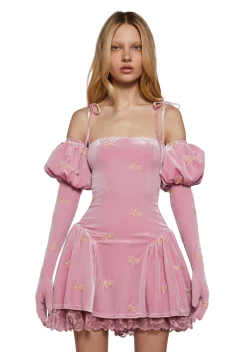 Sugar Thrillz Dresses|Plus*Gilded Romance Velvet Dress And Gloves Set