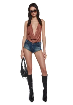 x_Blue Blush Tops*Glam And Glow Halter Bodysuit