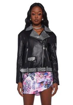 Dolls Kill x Bratz Outerwear*Glam Rock Rhinestone Moto Jacket