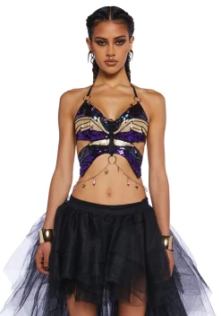 Club Exx Tops*Glimmer Goddess Sequin Top