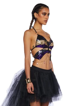 Club Exx Tops*Glimmer Goddess Sequin Top