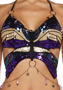 Club Exx Tops*Glimmer Goddess Sequin Top