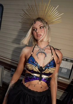 Club Exx Tops*Glimmer Goddess Sequin Top