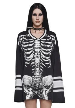 Trickz N' Treatz Tops|Plus*Glow In The Dark Skeleton Jersey