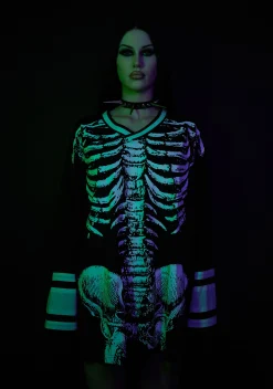 Trickz N' Treatz Tops|Plus*Glow In The Dark Skeleton Jersey