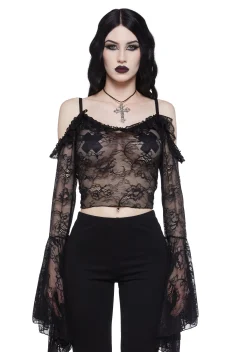 Widow Tops*Gothic With Grace Mesh Top - Black